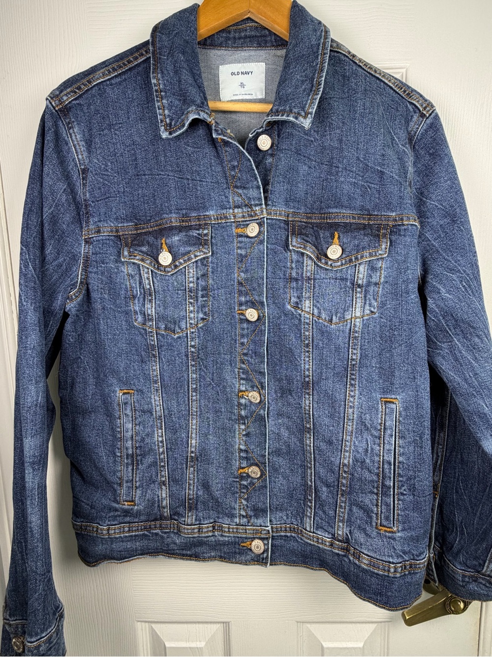 Old Navy Dark Blue Denim Trucker Jacket XL Classic Utility Gorpcore Workwear Y2K